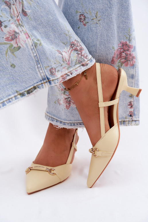 Sandalias de mujer con tacones Ze Szpiczastymi Noskami color amarillo Felessa