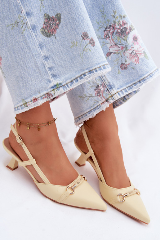 Sandalias de mujer con tacones Ze Szpiczastymi Noskami color amarillo Felessa