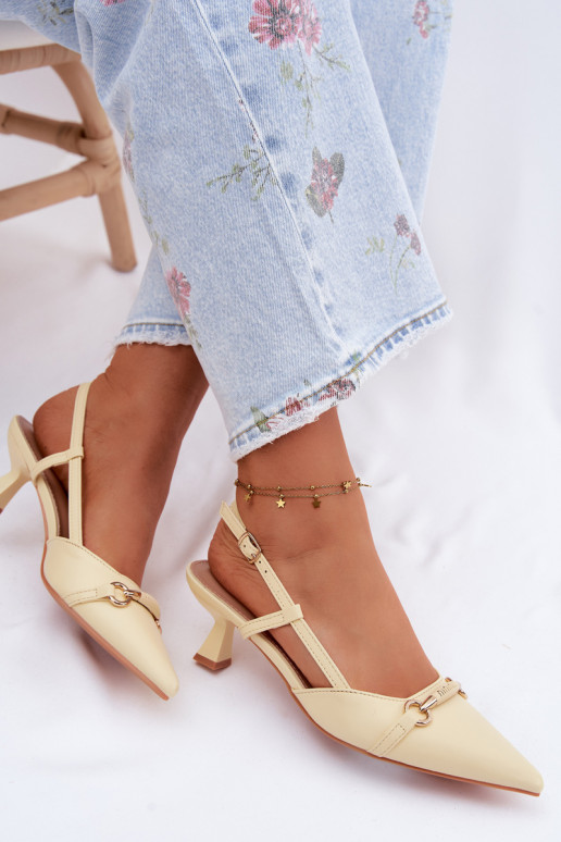 Sandalias de mujer con tacones Ze Szpiczastymi Noskami color amarillo Felessa