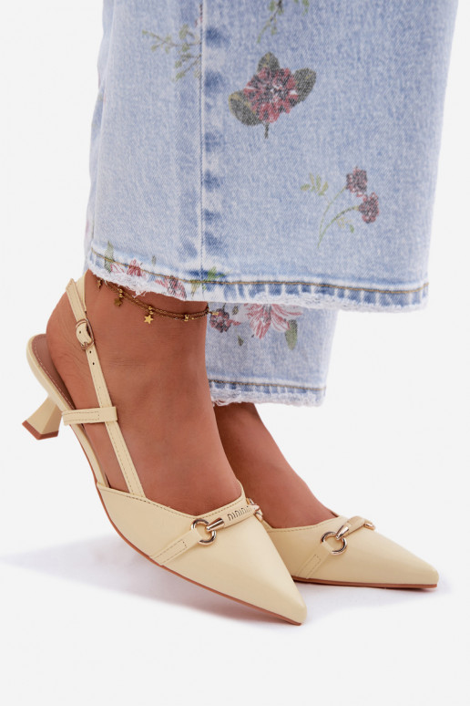 Sandalias de mujer con tacones Ze Szpiczastymi Noskami color amarillo Felessa