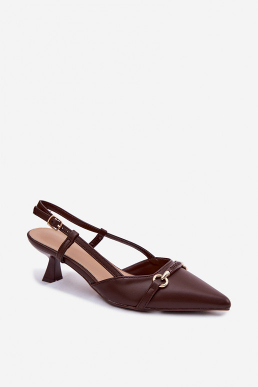 Sandalias de mujer con tacones Ze Szpiczastymi Noskami color marrón Felessa