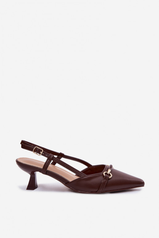 Sandalias de mujer con tacones Ze Szpiczastymi Noskami color marrón Felessa