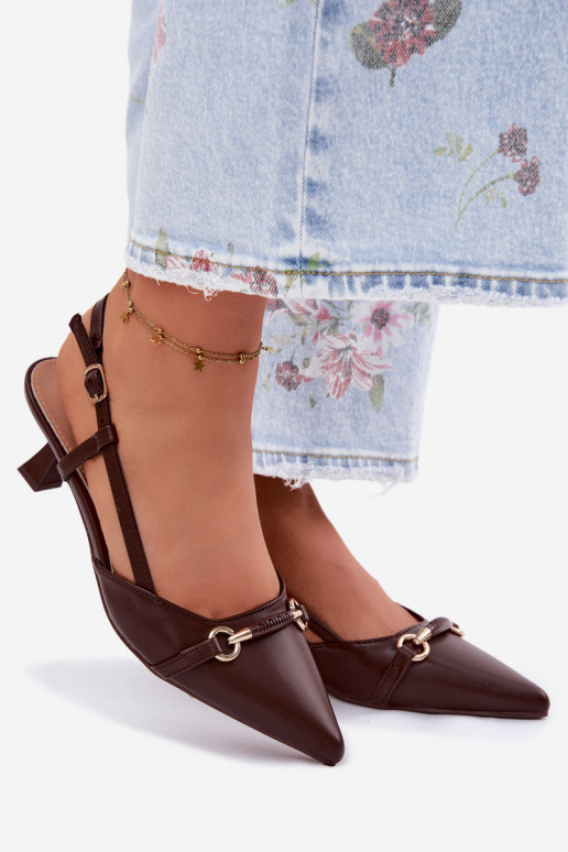 Sandalias de mujer con tacones Ze Szpiczastymi Noskami color marrón Felessa