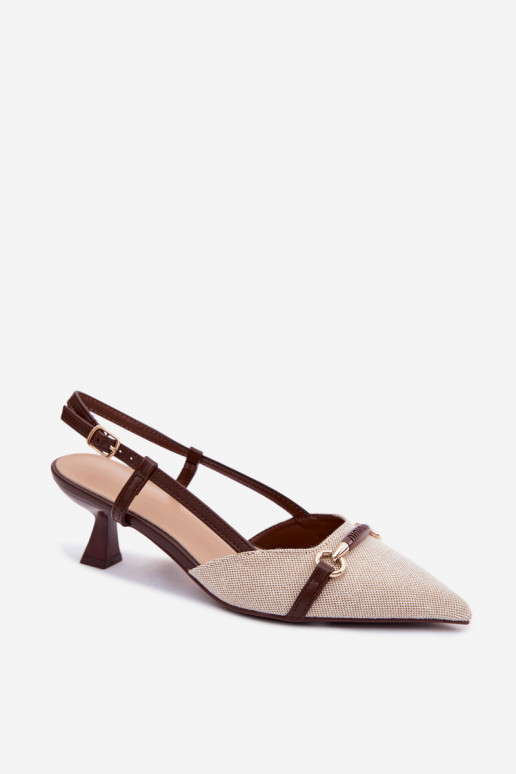 Sandalias de mujer con tacones puntiagudos en color marrón arena Felessa