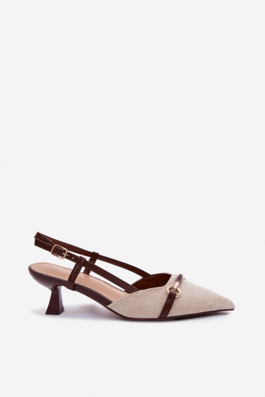Sandalias de mujer con tacones puntiagudos en color marrón arena Felessa