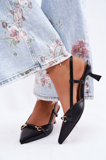 Sandalias de mujer con tacones Ze Szpiczastymi Noskami de color negro Felessa 2