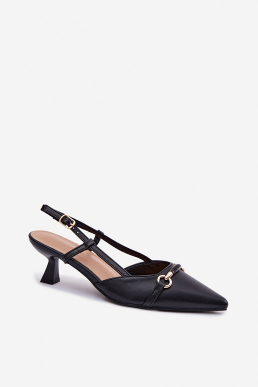 Sandalias de mujer con tacones Ze Szpiczastymi Noskami de color negro Felessa