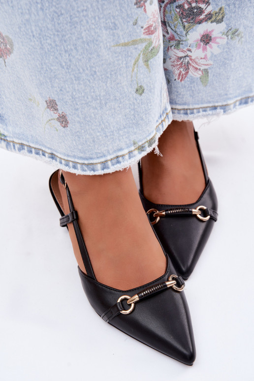 Sandalias de mujer con tacones Ze Szpiczastymi Noskami de color negro Felessa