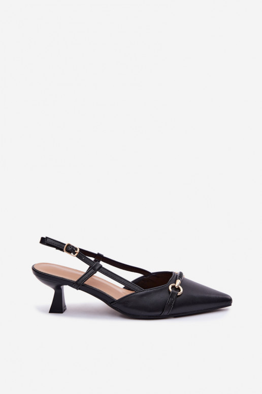 Sandalias de mujer con tacones Ze Szpiczastymi Noskami de color negro Felessa