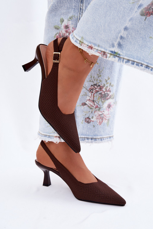 Sandalias de tacón alto en color chocolate Delessa