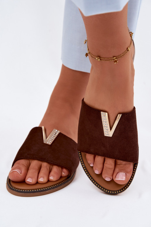 Zapatillas apartamento de mujeres Con decoraciones Detalem V CzekoladoAe Nelmira