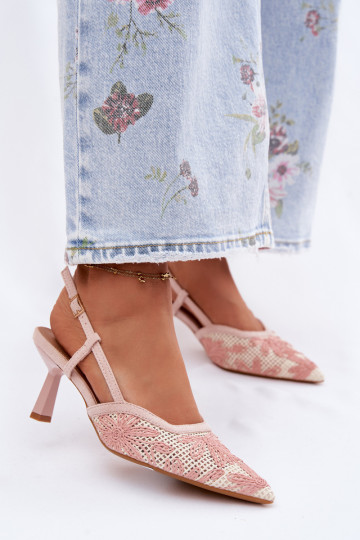 Sandalias de tacón alto con flores en color rosa Kelmira 2