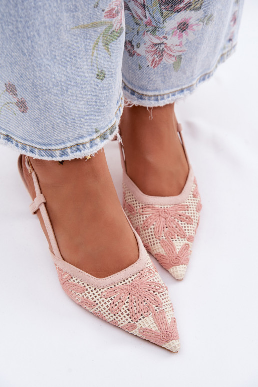 Sandalias de tacón alto con flores en color rosa Kelmira