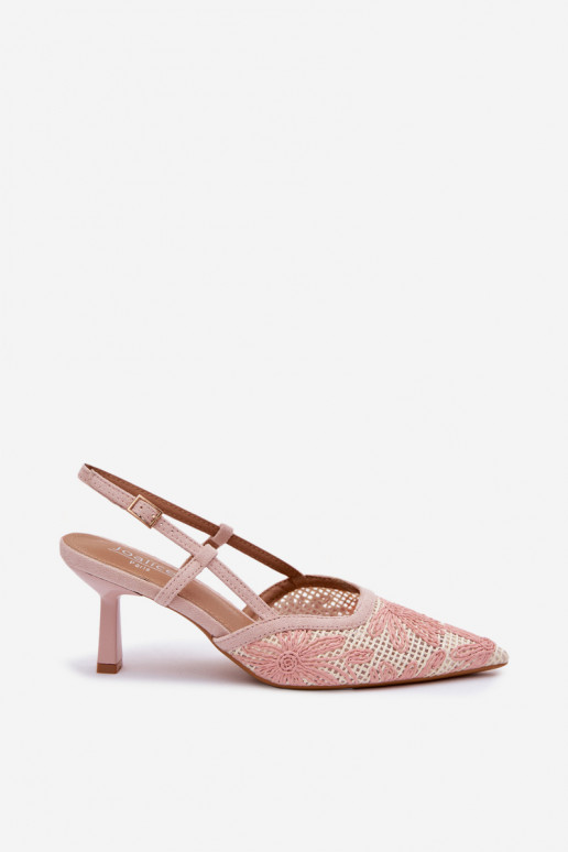 Sandalias de tacón alto con flores en color rosa Kelmira
