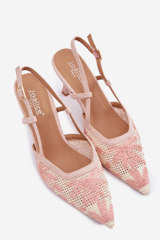 Sandalias de tacón alto con flores en color rosa Kelmira