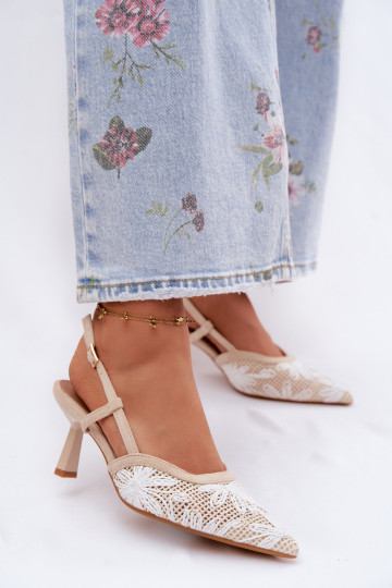 Sandalias de tacón con flores beige Kelmira 2