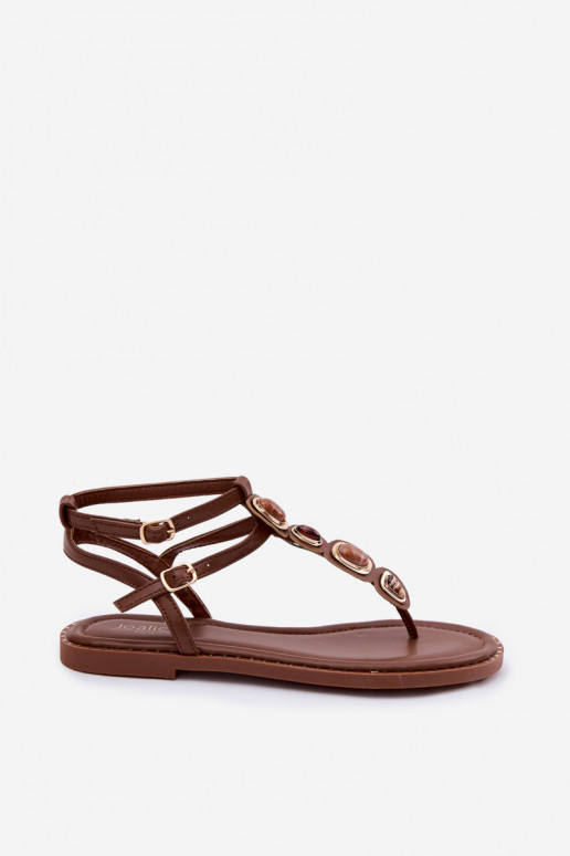 Sandalias de dedo marrones para mujer con bonitos detalles Dorena