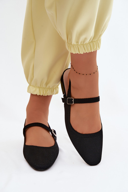  sandalias bailarinas Femenino con correas de color negro Selrene