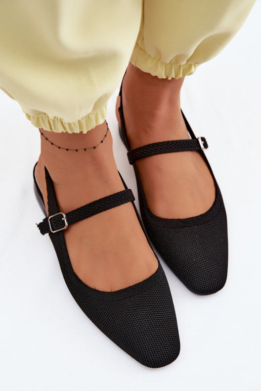  sandalias bailarinas Femenino con correas de color negro Selrene