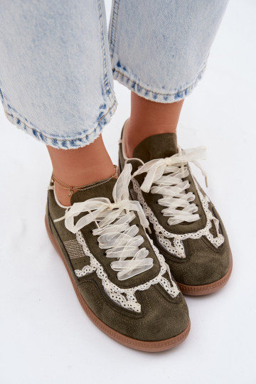 Zapatillas verdes para mujer con cordones Ilrene