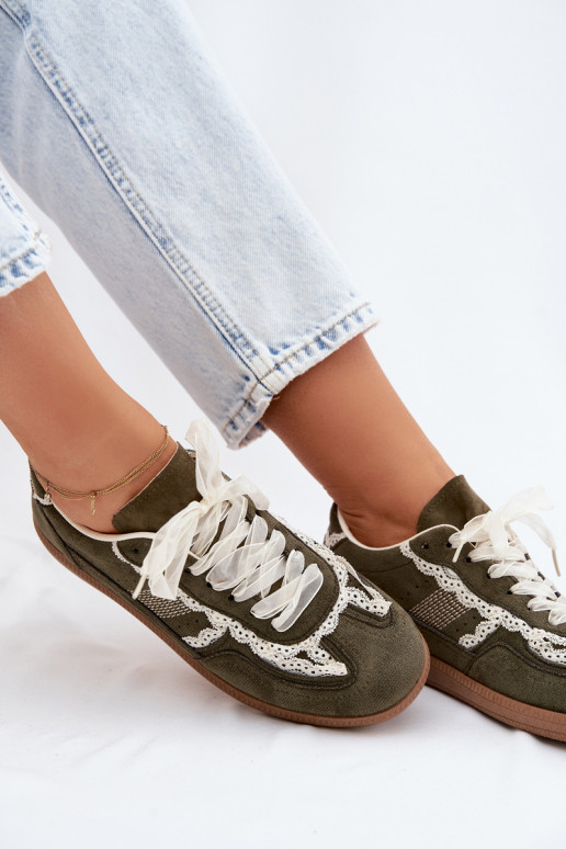 Zapatillas verdes para mujer con cordones Ilrene