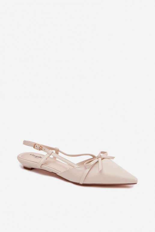 Sandalias de mujer color marfil de cuero sintético con tacón bajo Jelmera