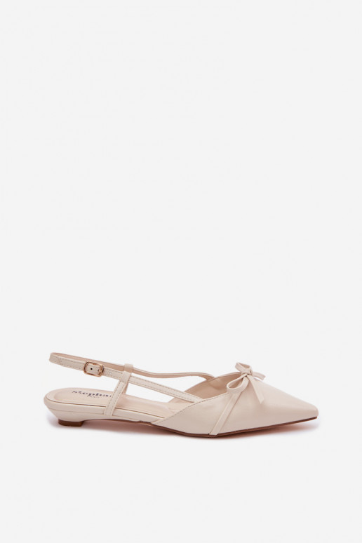 Sandalias de mujer color marfil de cuero sintético con tacón bajo Jelmera