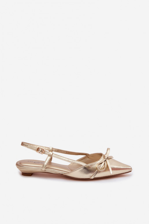 Sandalias doradas para mujer de cuero sintético con tacón bajo Jelmera