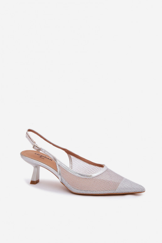 red sandalias Activado Smukłym Obcasie color plata Calora