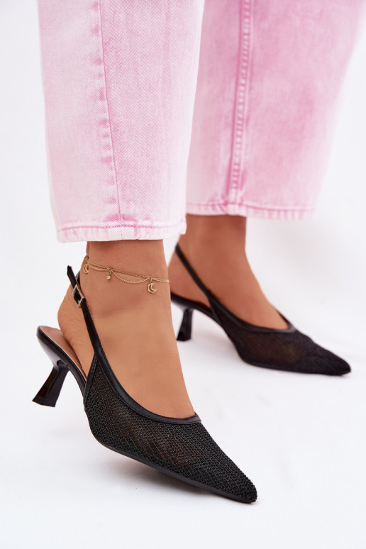 red sandalias Activado Smukłym Obcasie de color negro Calora