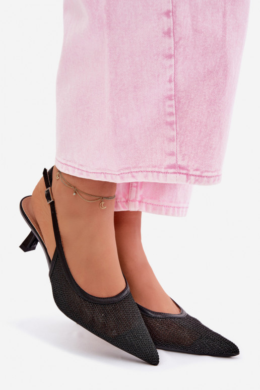 red sandalias Activado Smukłym Obcasie de color negro Calora