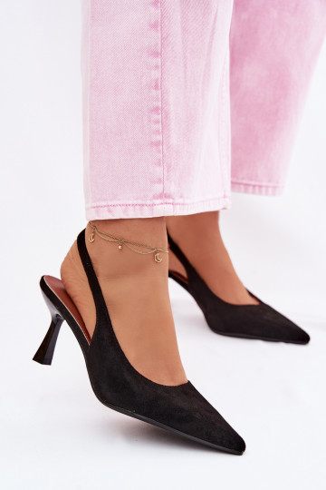 Sandalias negras con tacones finos de ante sintético Saria 2