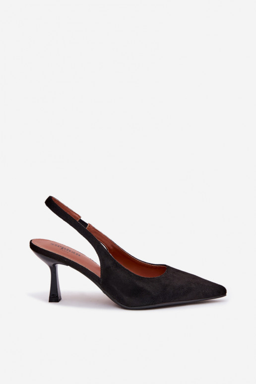 Sandalias negras con tacones finos de ante sintético Saria