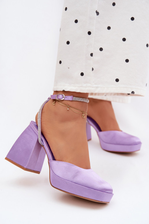 Sandalias de mujer En tacones enormes Typu Słupek Pasek con ojos centelleantes color violeta Seraphina