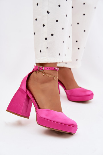 Sandalias rosas con tacón y acabado satinado Calistae 2