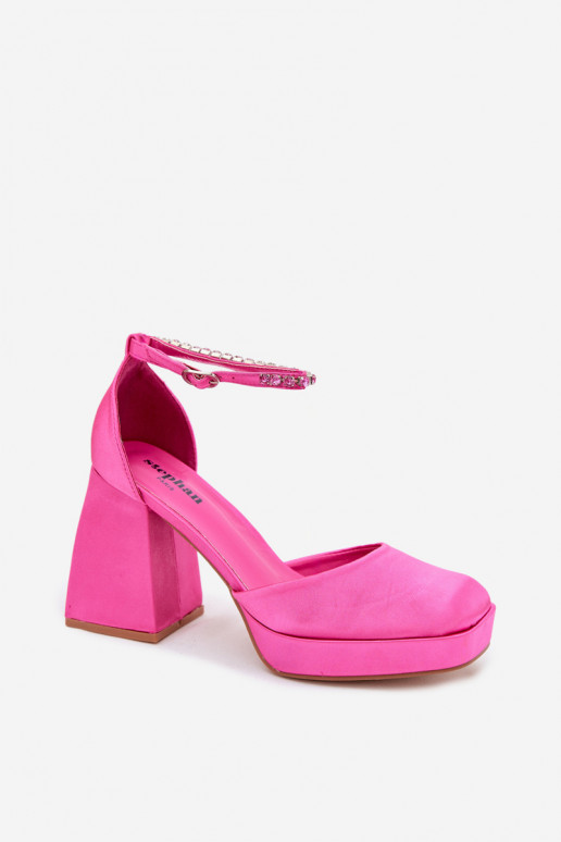 Sandalias rosas con tacón y acabado satinado Calistae