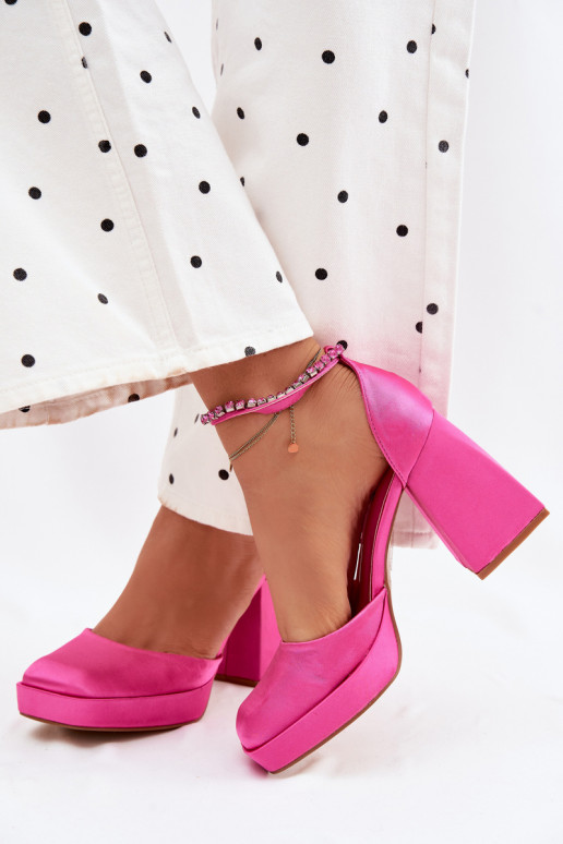 Sandalias rosas con tacón y acabado satinado Calistae