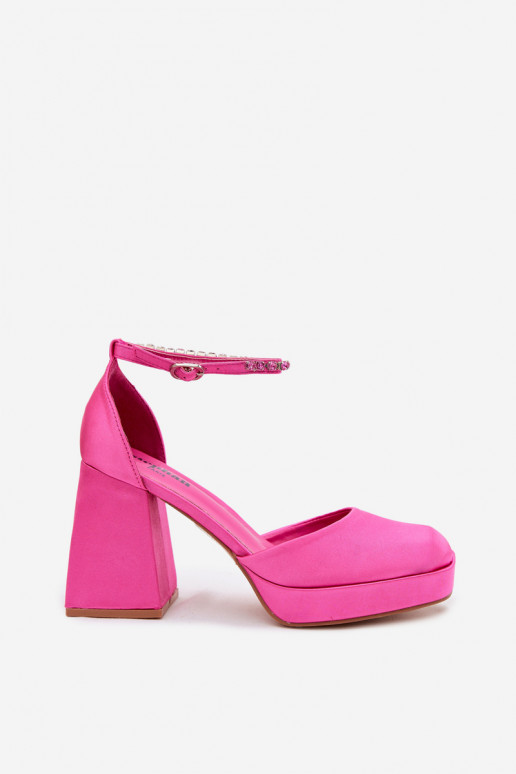 Sandalias rosas con tacón y acabado satinado Calistae