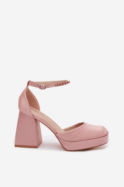 Sandalias color champán con tacón y acabado satinado Calistae