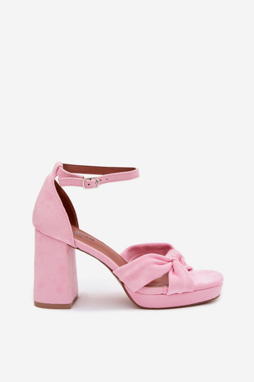 Sandalias de tacón alto para mujer.Imitacji de gamuzau color rosa Rosetta