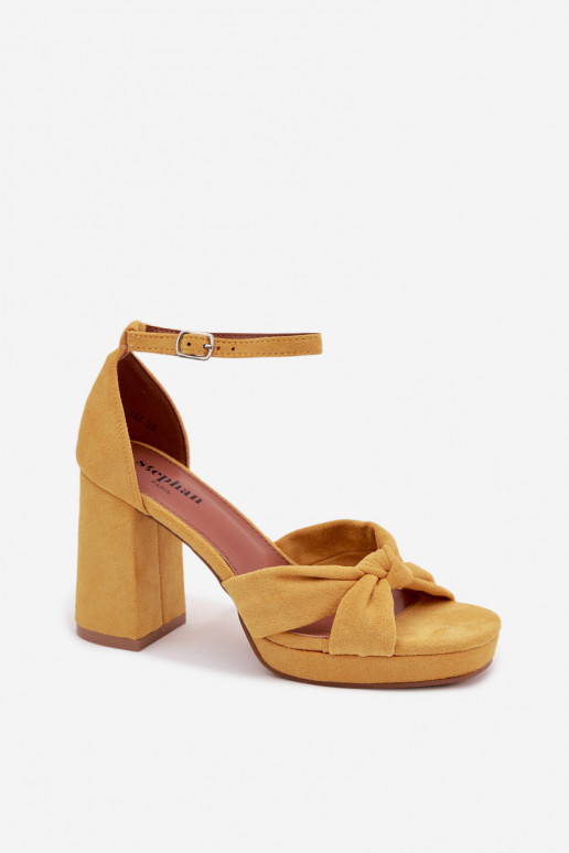 Sandalias de tacón alto para mujer.Imitacji de gamuzau color amarillo Rosetta