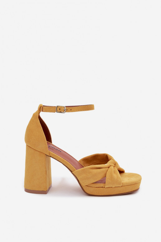 Sandalias de tacón alto para mujer.Imitacji de gamuzau color amarillo Rosetta