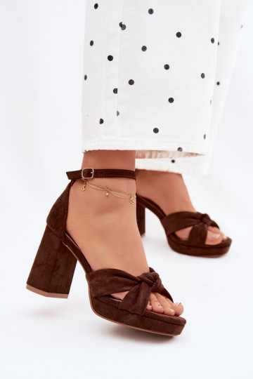 Sandalias de tacón alto para mujer.Imitacji de gamuzau CzekoladoAe Rosetta 2