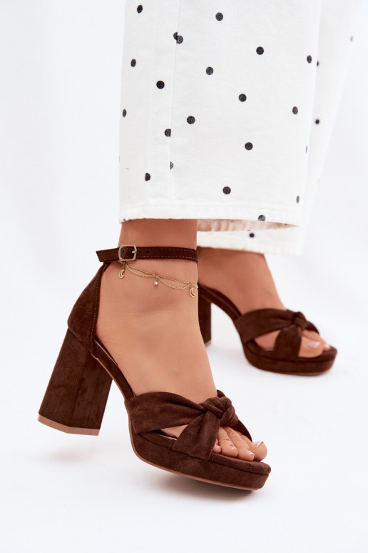 Sandalias de tacón alto para mujer.Imitacji de gamuzau CzekoladoAe Rosetta