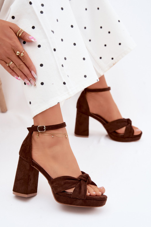 Sandalias de tacón alto para mujer.Imitacji de gamuzau CzekoladoAe Rosetta