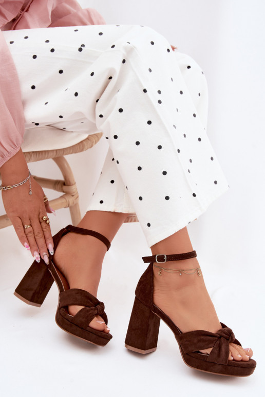 Sandalias de tacón alto para mujer.Imitacji de gamuzau CzekoladoAe Rosetta