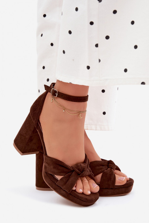 Sandalias de tacón alto para mujer.Imitacji de gamuzau CzekoladoAe Rosetta