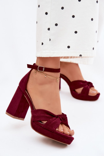 Sandalias de tacón alto para mujer.Imitacji de gamuzau borgoña Rosetta 2