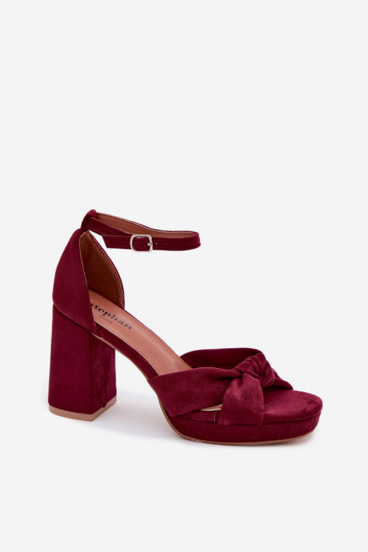 Sandalias de tacón alto para mujer.Imitacji de gamuzau borgoña Rosetta