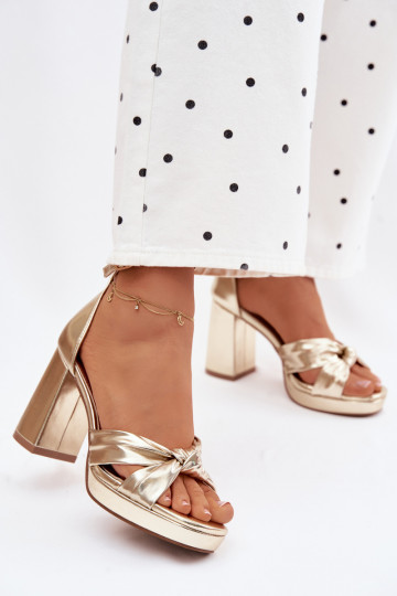 Sandalias de tacón alto para mujer.Imitacji Skóry color dorado Rosetta